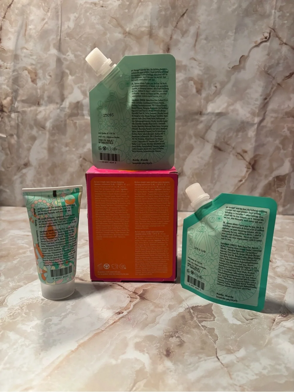 amika Kids Hair Repair Set in Mint Green and Coral Box